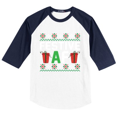 Festive Af Funny Holidays Gift Baseball Sleeve Shirt