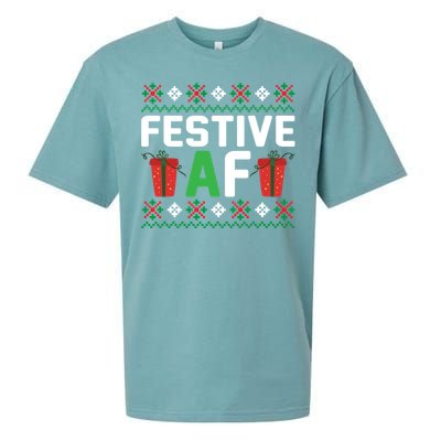 Festive Af Funny Holidays Gift Sueded Cloud Jersey T-Shirt