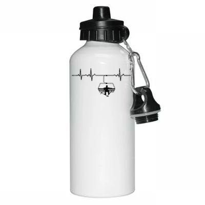 Funny Awesome Freestyle Skiing Heartbeat Ski Lovers Gift For Skier Aluminum Water Bottle