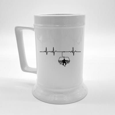 Funny Awesome Freestyle Skiing Heartbeat Ski Lovers Gift For Skier Beer Stein