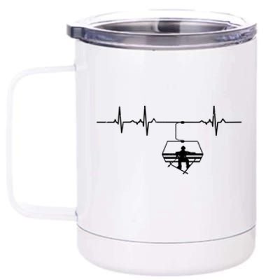 Funny Awesome Freestyle Skiing Heartbeat Ski Lovers Gift For Skier 12 oz Stainless Steel Tumbler Cup