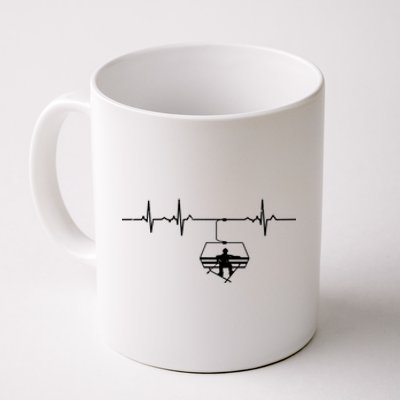 Funny Awesome Freestyle Skiing Heartbeat Ski Lovers Gift For Skier Coffee Mug