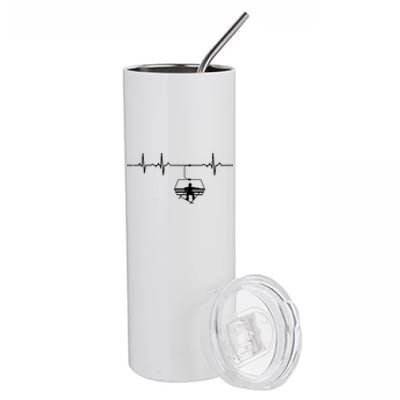 Funny Awesome Freestyle Skiing Heartbeat Ski Lovers Gift For Skier Stainless Steel Tumbler