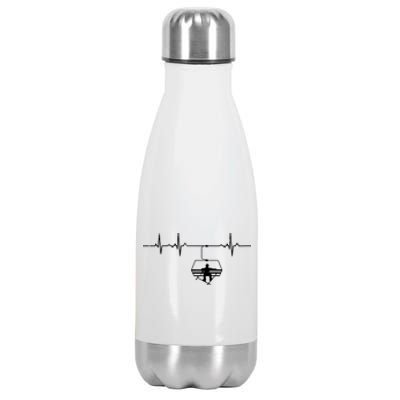 Funny Awesome Freestyle Skiing Heartbeat Ski Lovers Gift For Skier Stainless Steel Insulated Water Bottle