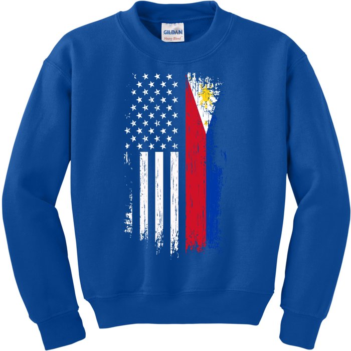 Filipino American Flag Gift Cool Gift Pride Philippines Gift Kids Sweatshirt