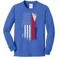 Filipino American Flag Gift Cool Gift Pride Philippines Gift Kids Long Sleeve Shirt