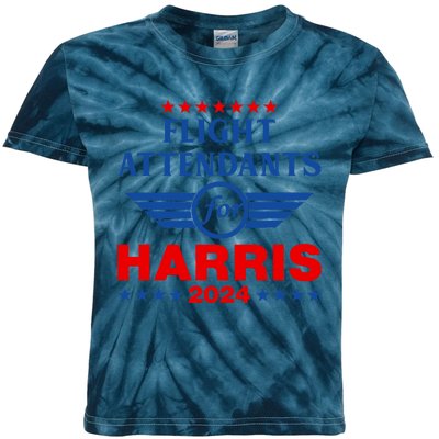 Flight Attendants For Kamala Harris 2024 Kids Tie-Dye T-Shirt