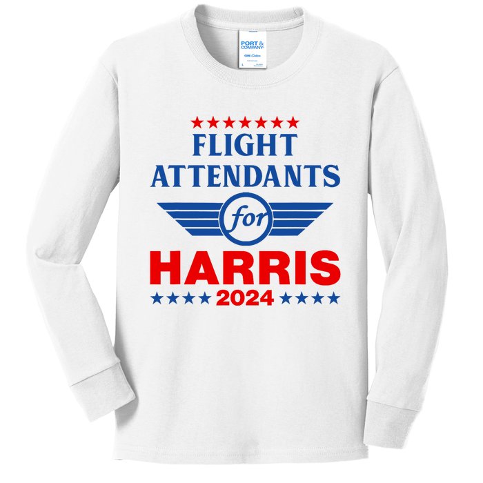 Flight Attendants For Kamala Harris 2024 Kids Long Sleeve Shirt