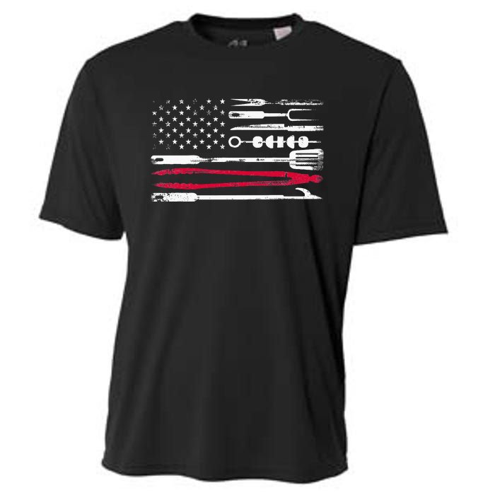 Funny American Flag Grilling Tools BBQ Grill Barbecue Tool Cooling Performance Crew T-Shirt