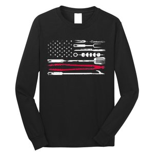 Funny American Flag Grilling Tools BBQ Grill Barbecue Tool Long Sleeve Shirt