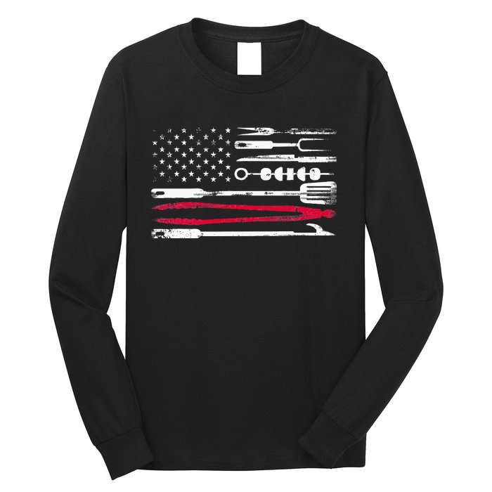 Funny American Flag Grilling Tools BBQ Grill Barbecue Tool Long Sleeve Shirt