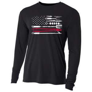 Funny American Flag Grilling Tools BBQ Grill Barbecue Tool Cooling Performance Long Sleeve Crew