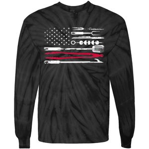 Funny American Flag Grilling Tools BBQ Grill Barbecue Tool Tie-Dye Long Sleeve Shirt