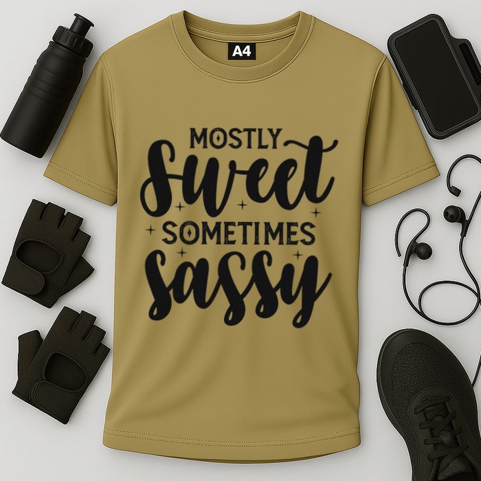 Funny And Feisty Mom Mostly Sweet Sometimes Sassy Cooling Performance Crew T-Shirt