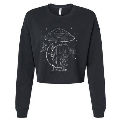 Fairycore Aesthetic Fairy Core Grunge Mushroom Moon Fairies Cropped Pullover Crew