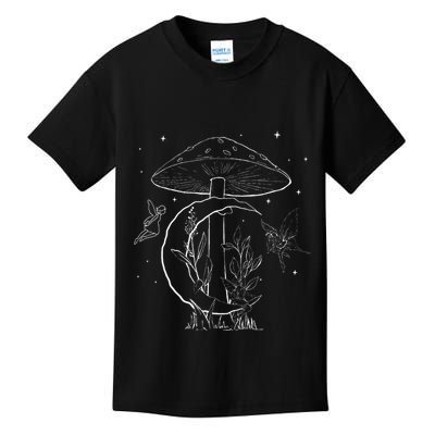 Fairycore Aesthetic Fairy Core Grunge Mushroom Moon Fairies Kids T-Shirt