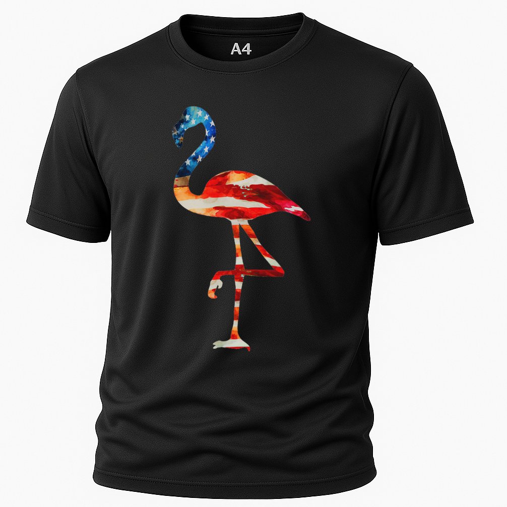 Flamingo American Flag Vintage American Flamingo Cooling Performance Crew T-Shirt