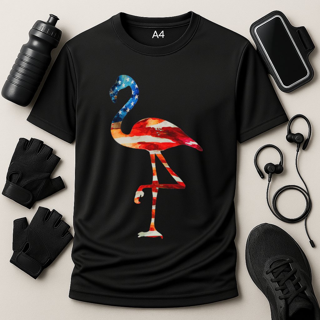 Flamingo American Flag Vintage American Flamingo Cooling Performance Crew T-Shirt