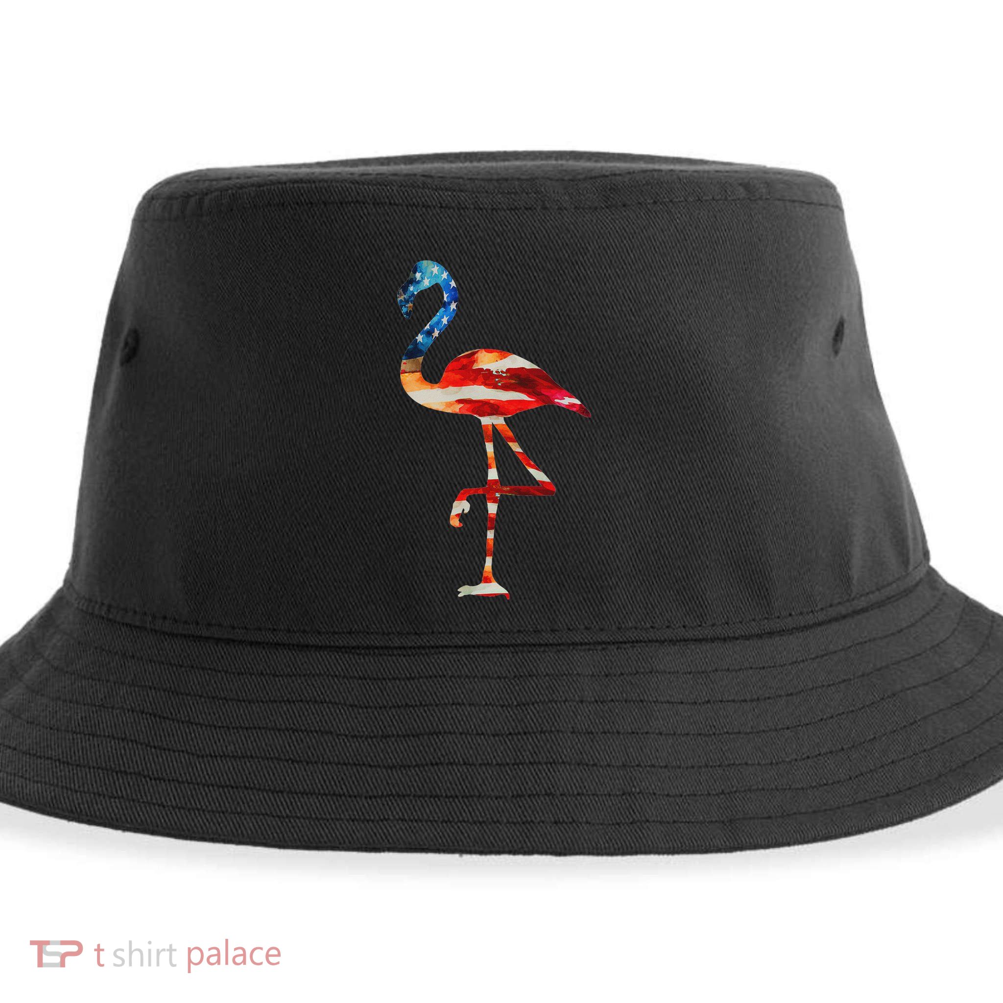 Flamingo American Flag Vintage American Flamingo Sustainable Bucket Hat