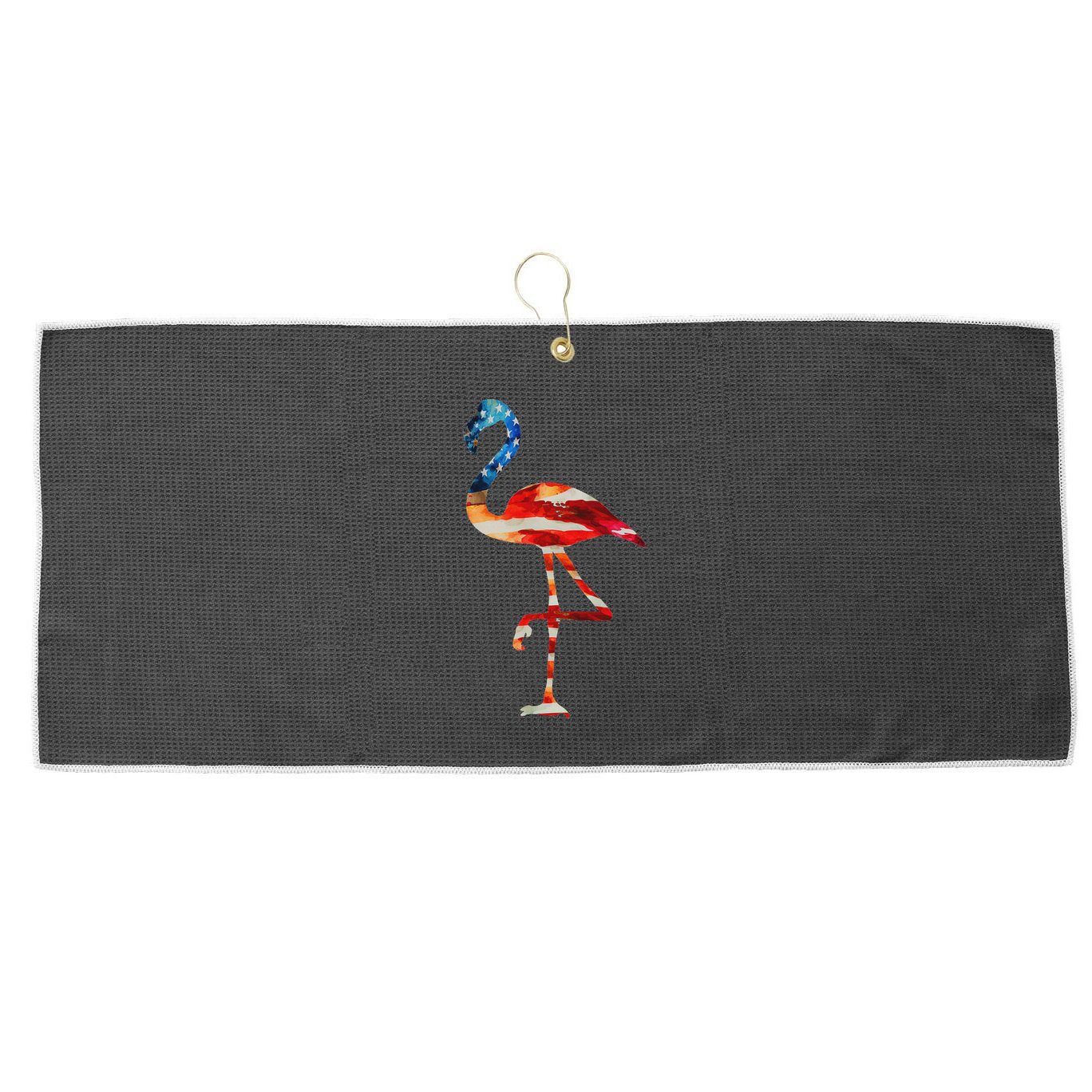 Flamingo American Flag Vintage American Flamingo Large Microfiber Waffle Golf Towel