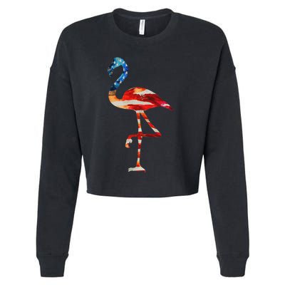 Flamingo American Flag Vintage American Flamingo Cropped Pullover Crew