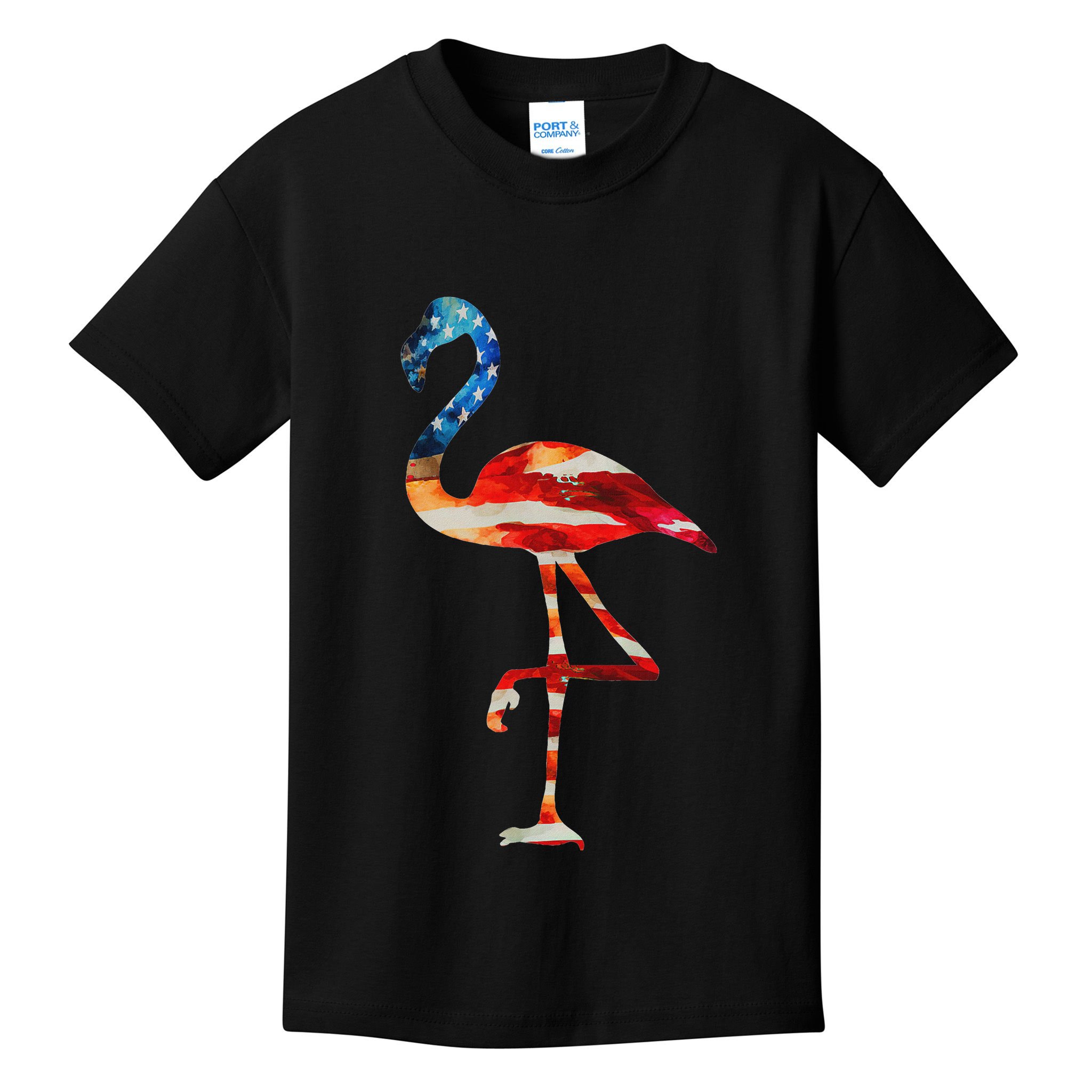 Flamingo American Flag Vintage American Flamingo Kids T-Shirt