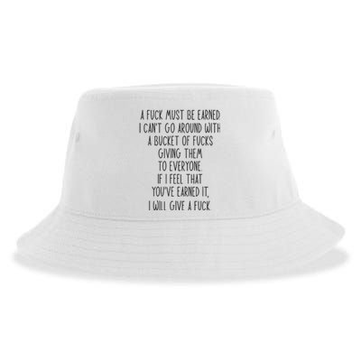 Funy A Fuck Must Be Earned Sustainable Bucket Hat