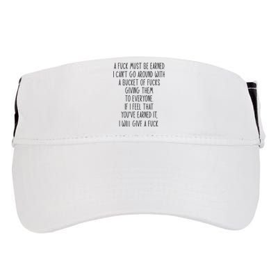 Funy A Fuck Must Be Earned Adult Drive Performance Visor