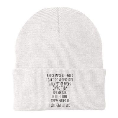 Funy A Fuck Must Be Earned Knit Cap Winter Beanie