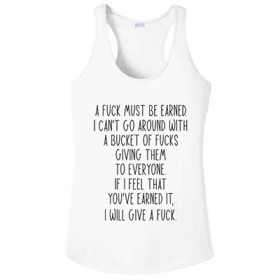 Funy A Fuck Must Be Earned Ladies PosiCharge Competitor Racerback Tank