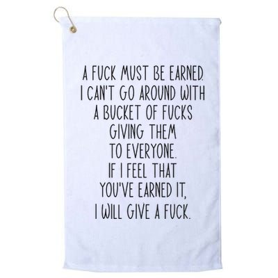 Funy A Fuck Must Be Earned Golf Towel