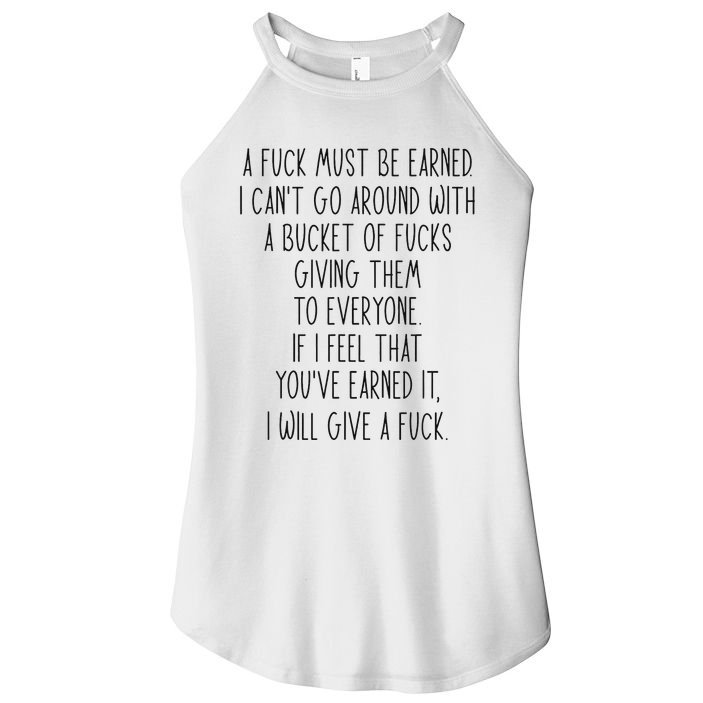 Funy A Fuck Must Be Earned Women's Perfect Tri Rocker Tank