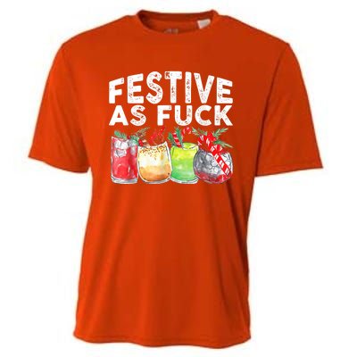 Festive As Fuck Funny Ugly Christmas Holiday Cooling Performance Crew T-Shirt