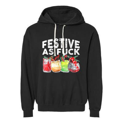 Festive As Fuck Funny Ugly Christmas Holiday Garment-Dyed Fleece Hoodie