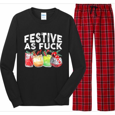 Festive As Fuck Funny Ugly Christmas Holiday Long Sleeve Pajama Set