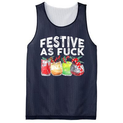 Festive As Fuck Funny Ugly Christmas Holiday Mesh Reversible Basketball Jersey Tank