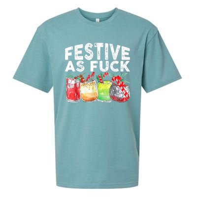 Festive As Fuck Funny Ugly Christmas Holiday Sueded Cloud Jersey T-Shirt