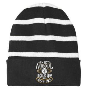 Funny Antisocial Funny Nerdy Gamer Sarcastic Striped Beanie with Solid Band