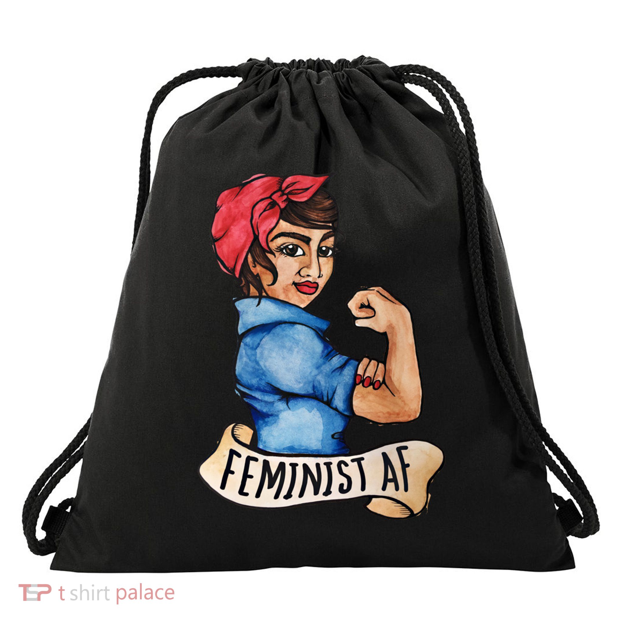 Feminist Af Funny Gift Black Feminists Drawstring Bag