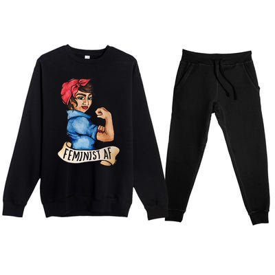 Feminist Af Funny Gift Black Feminists Premium Crewneck Sweatsuit Set