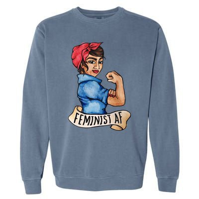 Feminist Af Funny Gift Black Feminists Garment-Dyed Sweatshirt