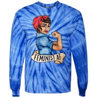 Feminist Af Funny Gift Black Feminists Tie-Dye Long Sleeve Shirt