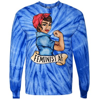 Feminist Af Funny Gift Black Feminists Tie-Dye Long Sleeve Shirt