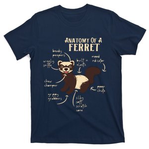 Ferret Anatomy Funny Animal Lover Polecat Paw Pet Owner Gift T-Shirt