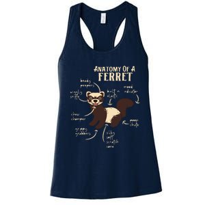 Ferret Anatomy Funny Animal Lover Polecat Paw Pet Owner Gift Women's Racerback Tank