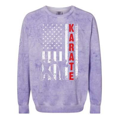 Funny American Flag Karate Colorblast Crewneck Sweatshirt