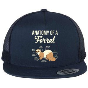 Ferret Anatomy Flat Bill Trucker Hat