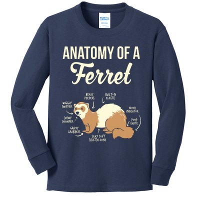 Ferret Anatomy Kids Long Sleeve Shirt