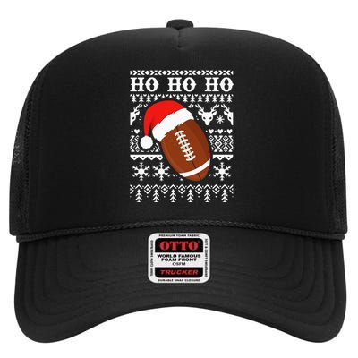 Funny American Football Ugly Christmas Sweater XMAS High Crown Mesh Back Trucker Hat