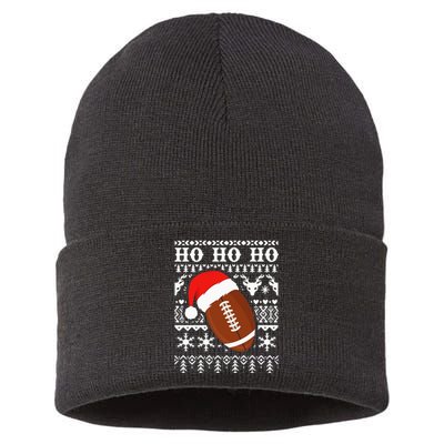 Funny American Football Ugly Christmas Sweater XMAS Sustainable Knit Beanie